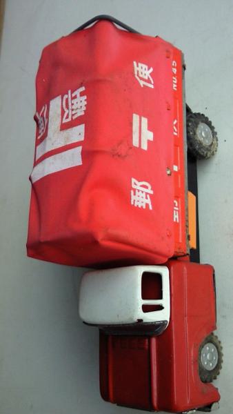  фрикцион с ящиком # жестяная пластина почтовая машина настоящий с тентом мертвый запас 