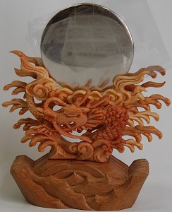 [ god mirror ] zelkova material *2.0 size * dragon carving *00