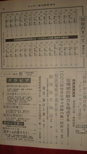 1977年S52年 サンデー毎日臨時増刊 第49回センバツ高校野球