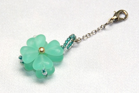 !.! Pop-Bi z. four . leaf strap!006! present ~green:... four leaf . beads accessory .. fastener charm, key holder .!