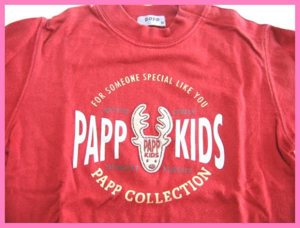 ◆古着・子供服◆PAPP（パプ)♪長袖Tシャツ・エンジ色95cm！_左肩部分にやや色あせがあります