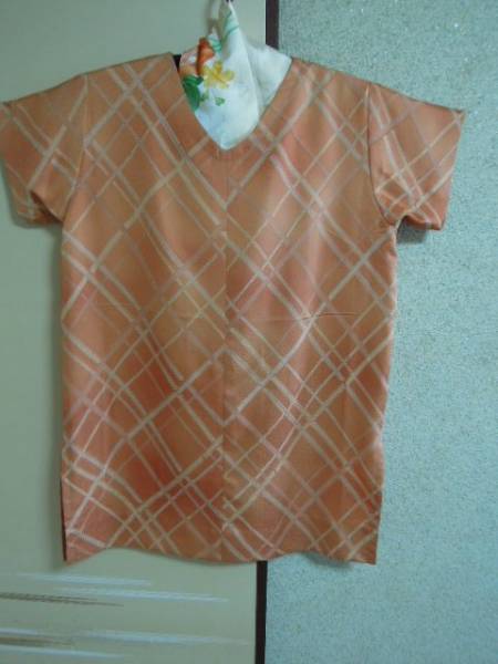  super-discount! easy size *. orange color .. pattern long height short sleeves the best * silk ground * handmade *