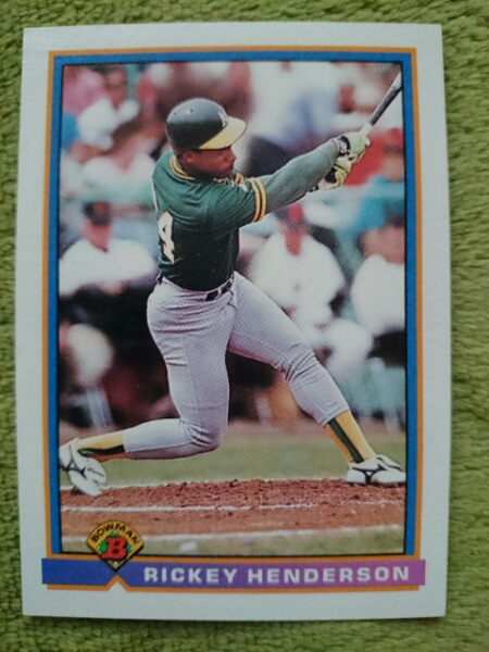 ★RICKEY HENDERSON BOWMAN 1991 MLB リッキー・ヘンダーソン OAKLAND ATHLETICS オークランド・アスレチックス HOF LEGENDS 盗塁王_画像1