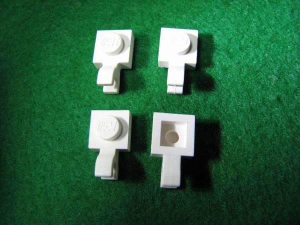 ☆レゴ-LEGO★6019★プレート[白]★1x1★水平クリップ付★4個★新品★_画像2