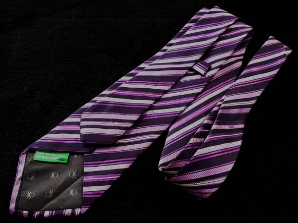 ALL prompt decision [ festival ]A2341 Benetton. stripe embroidery necktie 