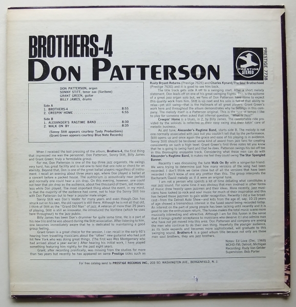 ◆ DON PATTERSON - SONNY STITT/Brothers-4 ◆ Prestige (blue:VAN GELDER) ◆ S_画像2