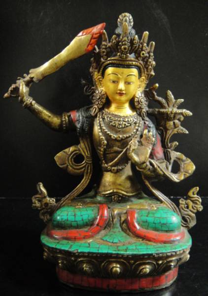 文殊菩薩（マンジュシュリー）像◆仏教　チベット-A1