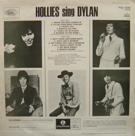 ★特選★THE HOLLIES/HOLLIES SINGS DYLAN'1969UK PARLO MAT.1