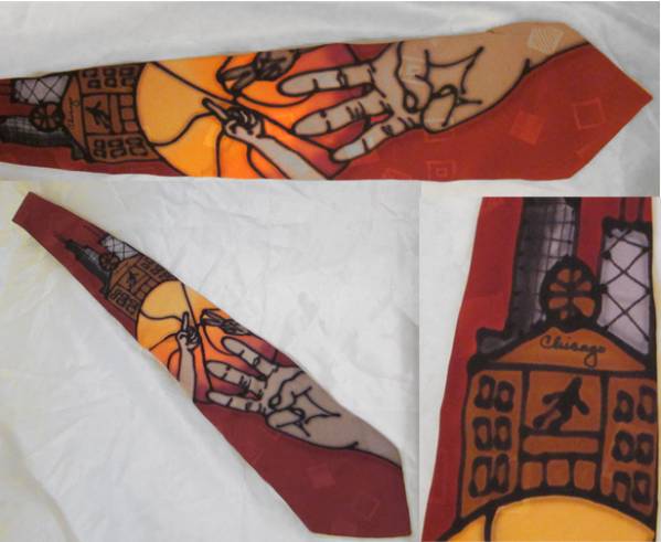 USA制マイケルジョーダンCHICAGO BULLS 3連覇記念ネクタイ 3PEAT レストラン限定AIR JORDAN1 NBAシカゴ ブルズMichael Jordan's Restaurant