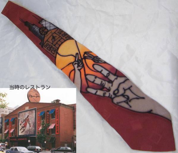USA制マイケルジョーダンCHICAGO BULLS 3連覇記念ネクタイ 3PEAT レストラン限定AIR JORDAN1 NBAシカゴ ブルズMichael Jordan's Restaurant
