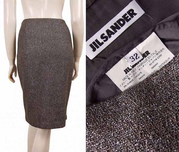  прекрасный товар * Jil Sander *JILSANDER* Италия производства * кашемир & шелк .& ламе ввод * высококлассный юбка (M размер.9 номер.38 соответствует )