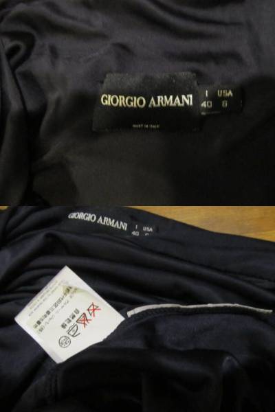 ジョルジオアルマーニ 最高級黒タグドレープ調デザインスカート_画像3