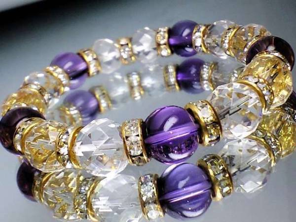 紫水晶&６４面カット水晶１０ミリ金ロンデル_画像3