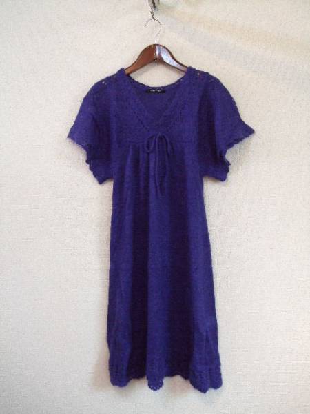 ASKNOWASPINKY purple short sleeves knitted One-piece (USED)82414)