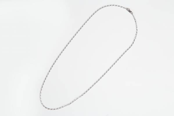 【送料無料1480円】純銀925フィガロ40ｃｍプラチナメネックレス