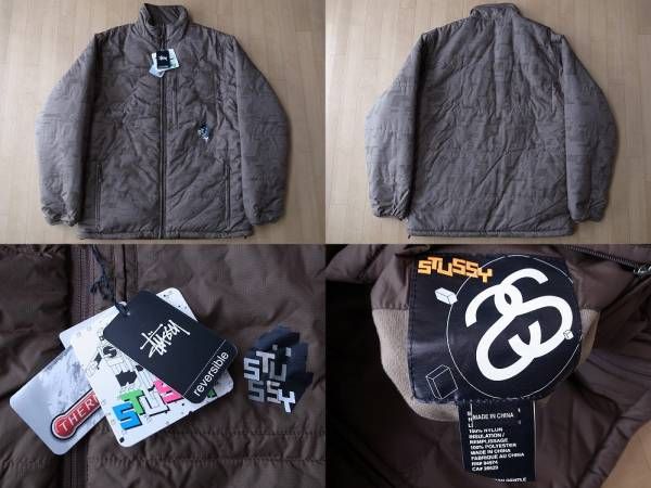 00's STUSSY リバーシブル THERMOLITE 中綿 ジャケット L ブラウン系 ステューシー サーモライト ブルゾン ダウン TEK TECHウェア Y2K古著