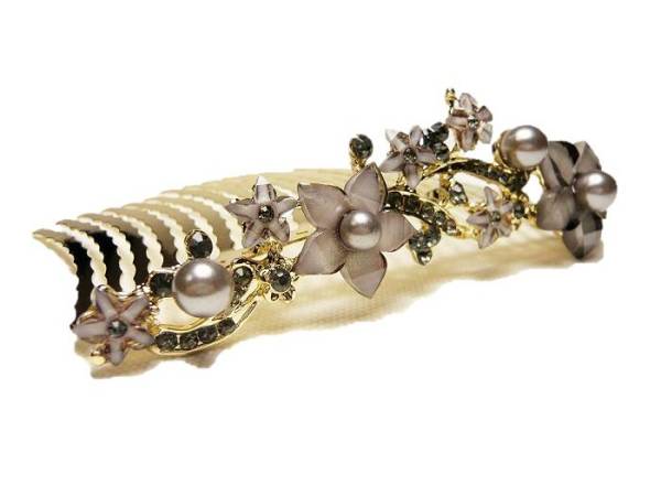  жемчуг Swarovski цветок ночь . наматывать гребень серый 