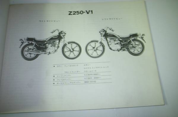 Z250-V1(KZ250R)　パーツカタログ　S57.10.21　良好_画像2