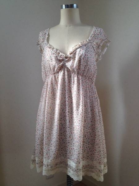 USED* beautiful goods *iiMK MiCHEL KLEiN Paris floral print chiffon pink dress 