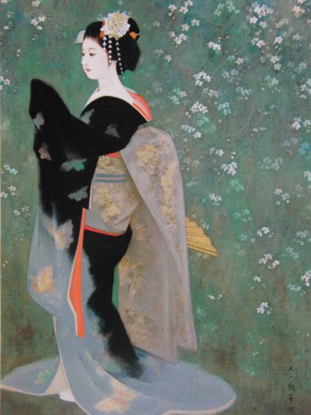 磯田又一郎、【春韻】、希少な額装用画集より、新品額装付、状態