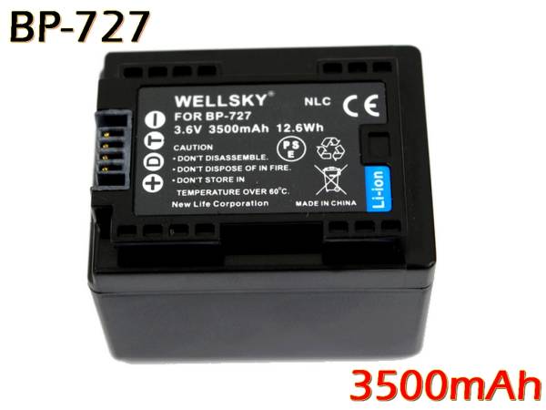 新品 殘量表示可 Canon BP-727 互換バッテリー HF R52 / HF R62