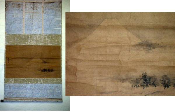 * free shipping * warehouse .. Edo era *. legume . flax . Mt Fuji hanging scroll * old . antique .. axis antique Showa Retro old .