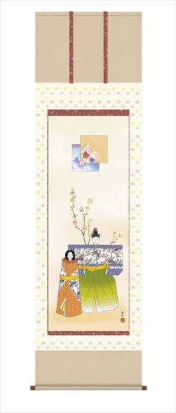 新品　掛け軸　立雛 西尾香悅　掛軸　雛　祭　桃の節(jié)句