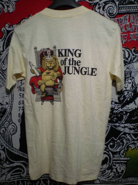 80s 90s ONEITA футболка L 80 годы 90 годы USA производства KING OF THE JUNGLE лев лапа животное животное tops OLD VINTAGE б/у одежда 