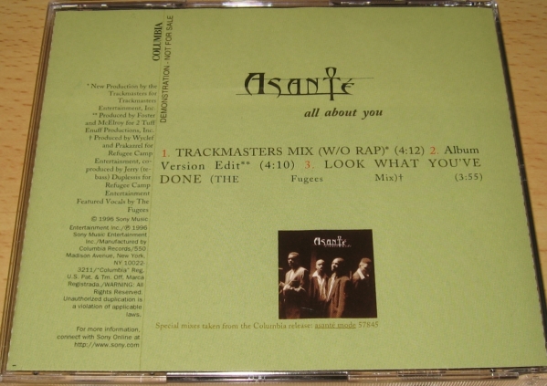 ★CDS★Asante/All About You (Trackmasters Mix)★PROMO★L(fēng)ook What You've Done (The Fugees Mix)★レア★CD SINGLE★シングル★
