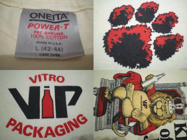 80s 90s ONEITA футболка L 80 годы 90 годы USA производства KING OF THE JUNGLE лев лапа животное животное tops OLD VINTAGE б/у одежда 