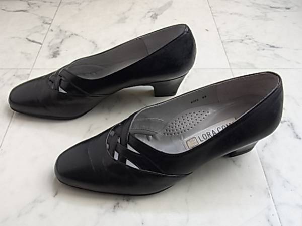 LORA COMO black. pumps size 23 EEE put on footwear ... heel original leather 