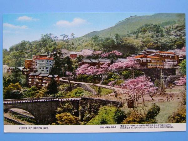 古い絵葉書 別府 観海寺温泉 桜 満開の桜 別府温泉 (E57)_画像1