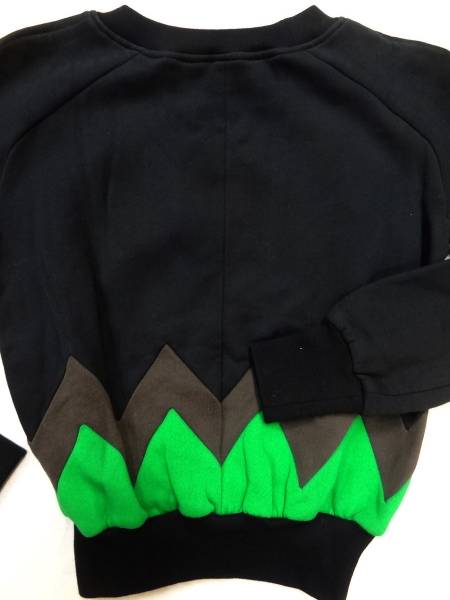 新品 ダークヴァンセーヌ DIRK VAN SAENE イタリア製 ジグザグ マルチカラー パッチワーク スウェット シャツ 黒 ブラック 緑 グリーン 灰 _画像3