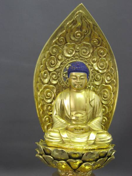 仏像　総金　座釈迦　2.5寸　総丈32㎝　禅宗　曹洞宗　臨済宗
