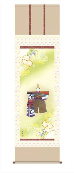 新品　掛軸　立雛　長(zhǎng)江桂舟　桃の節(jié)句　絵畫(huà)　掛け軸