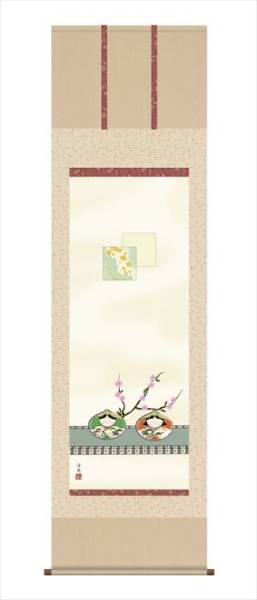 新品　掛け軸　貝雛　掛軸　雛　祭　桃の節(jié)句