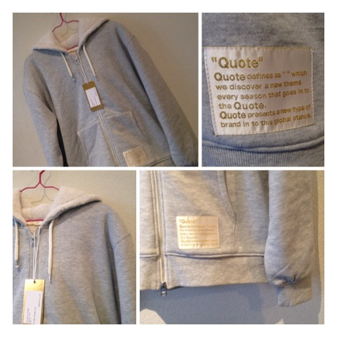 Quotek auto reverse side wool both ZIP parka gray S size 