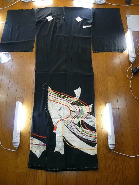 A_# не готовый # кимоно куротомэсодэ # сосна бамбук слива . рисунок /.. шнур вышивка # золотой нить # изначальный цена 188,000 иен 