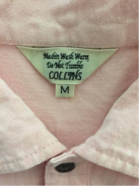 [即決古着]COLLINS/コリンズ/ポロシャツ/半袖/ボーダー/薄ピンク×赤×白/M_画像3
