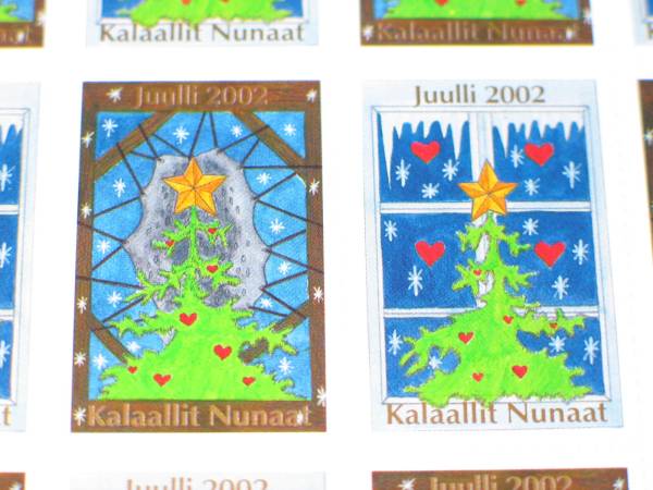 ■ツリーがカワイイ♪グリーンランドのクリスマスシール☆２００２　ラッピング　コレクションに　紙もの_画像1