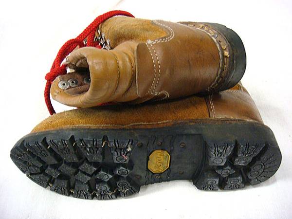 ビンテージ 70S 80S トレッキング マウンテン レザー レースアップ ブーツ ビブラム ソール ハイキング 山 登山 スエード 皮 茶 ブラウン 