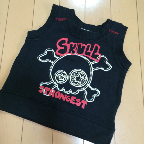 新品◆ドクロ◆里起毛スウェットベスト◆90スカル