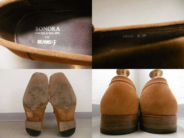 BONORA for BEAMSF ボノーラ　スウェードローファー ITALY製 5E 24cm位　ブラウン　茶色_画像3