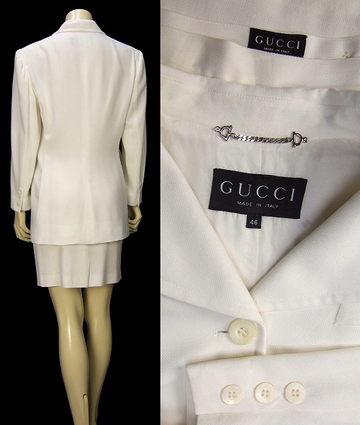 H beautiful goods *GUCCI Gucci * off white * made in Italy ( Italy made )* Logo .* beautiful skirt suit * on 46 inscription (13 number *XL*44 corresponding )* under 7 number (S*36) corresponding 