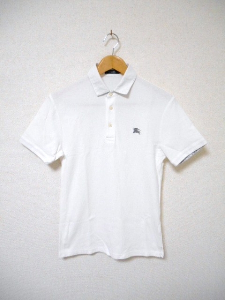 □バーバリーブラックレーベル 半袖 ポロシャツ/白/メンズ・2