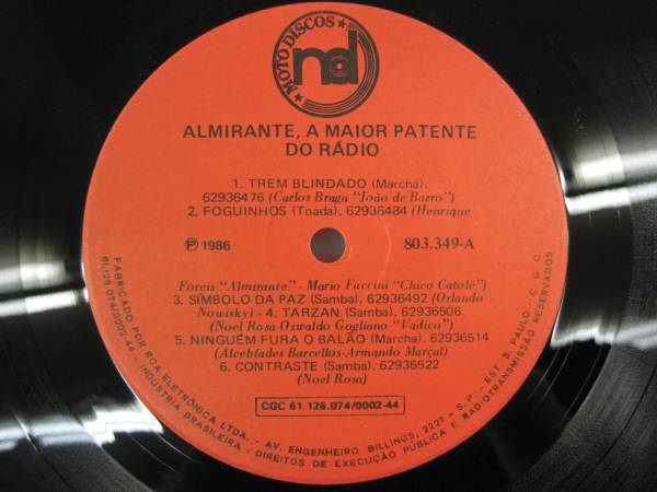 #L186●ブラジル盤LP●ALMIRANTE【A MAIOR PATENTE DO RADIO】_画像3