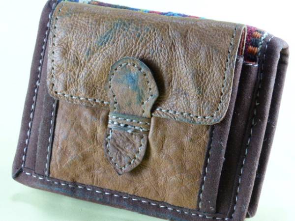 * water cow leather & cotton 2. folding purse change purse . attaching *ne pearl made ④