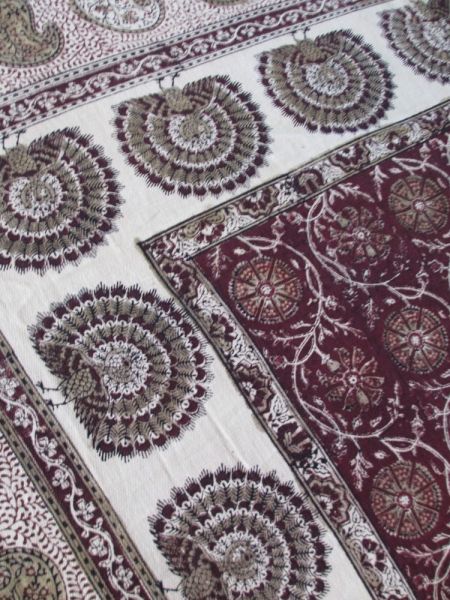 インド 木綿に更紗 カシミア地方 花とペイズリー模様 世紀中頃