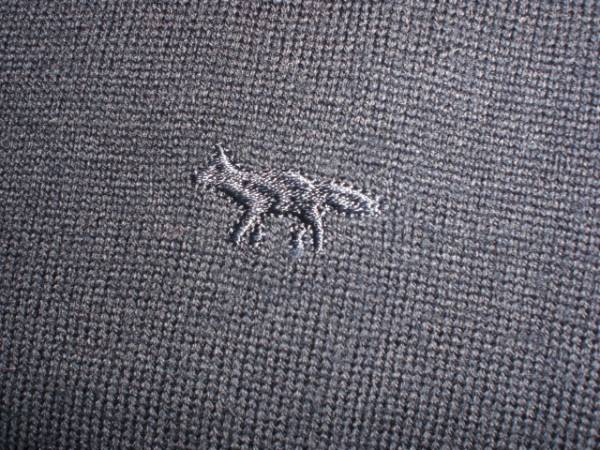  fox MAISON KITSUNE fox embroidery wool knitted cardigan navy blue 