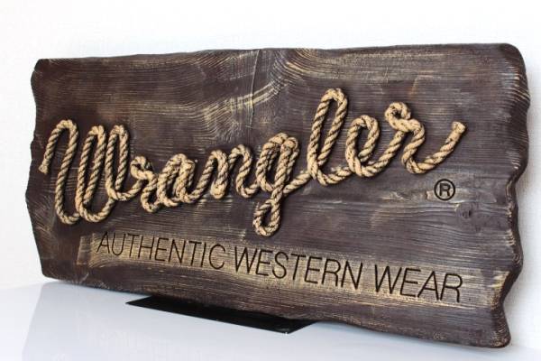 70's Wrangler 木製 販促 看板 ビンテージ ラングラー バナー_画像3